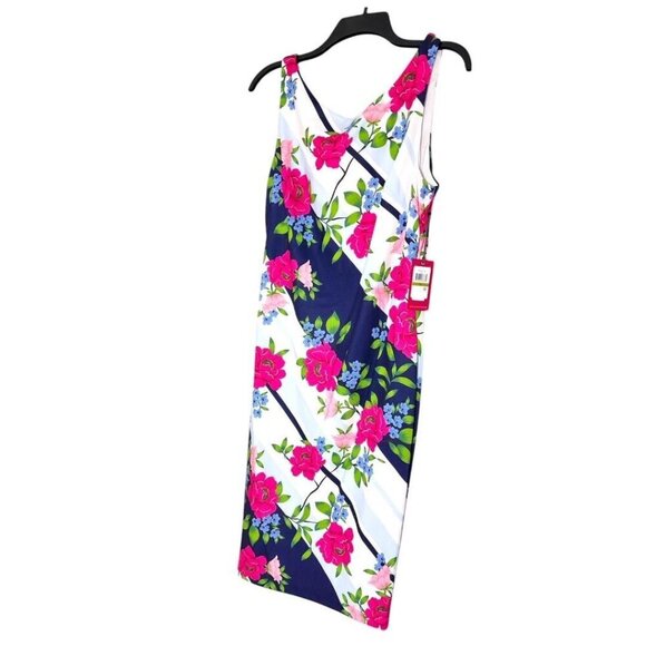 Vince Camuto Womens Multi Color Floral Sleeveless Tank Bodycon Dress Sz 14 New - Picture 2 of 10